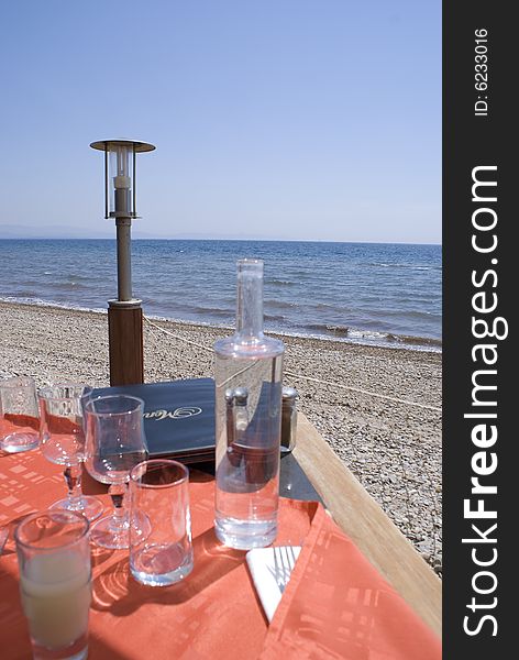 Restaurant on the beach in French Riviera. Restaurant on the beach in French Riviera.