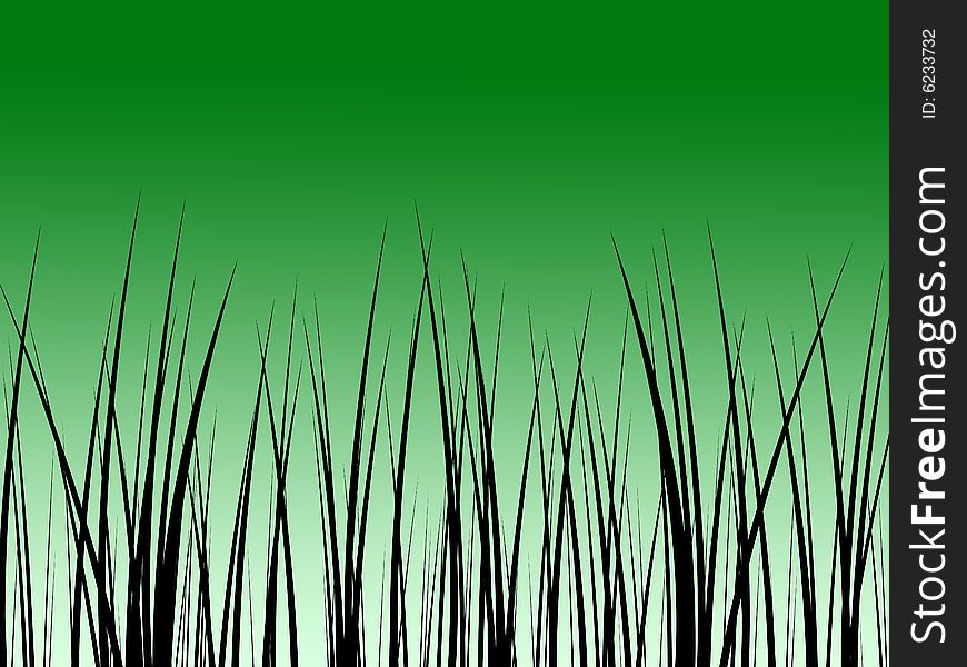 Abstract green evening sunset wallpaper with grass silhouettes. Abstract green evening sunset wallpaper with grass silhouettes