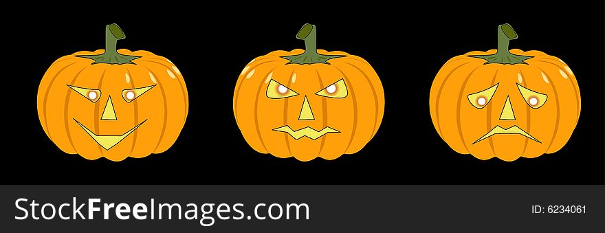 The vector halloween orange pumpkin set EPS 8. The vector halloween orange pumpkin set EPS 8
