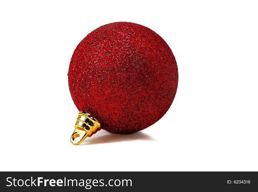 Christmas red ball  isolated on white