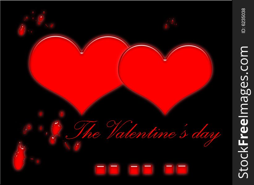 Valentines day,  background with two hearts and decorative elements