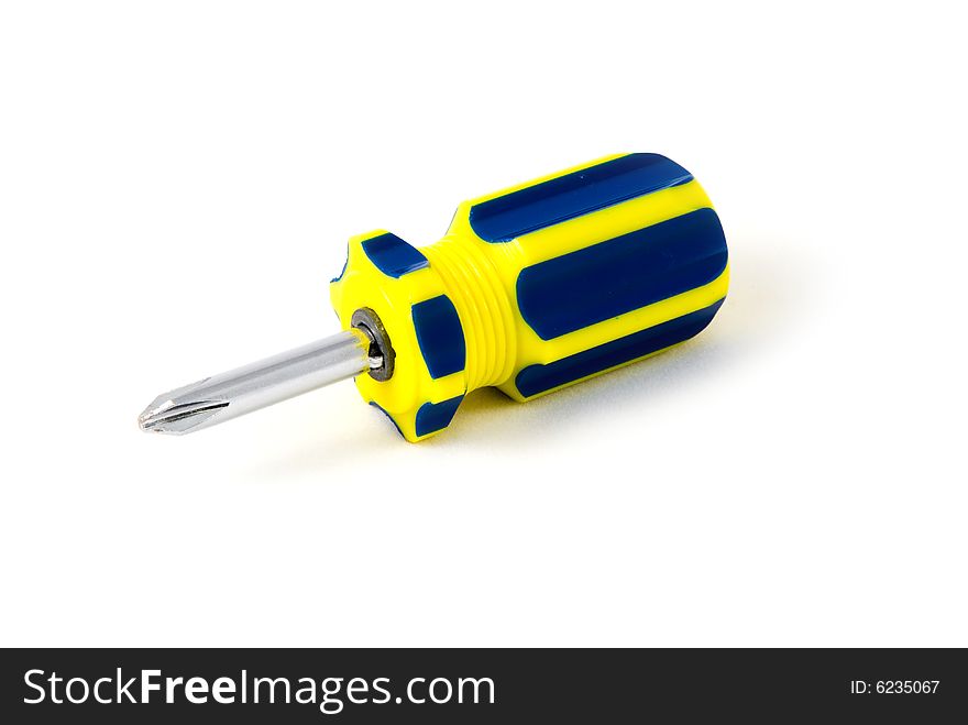 This is close-up view Isolated screwdriver on white background