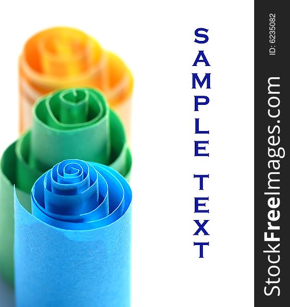 Paper rolls with sample text on white