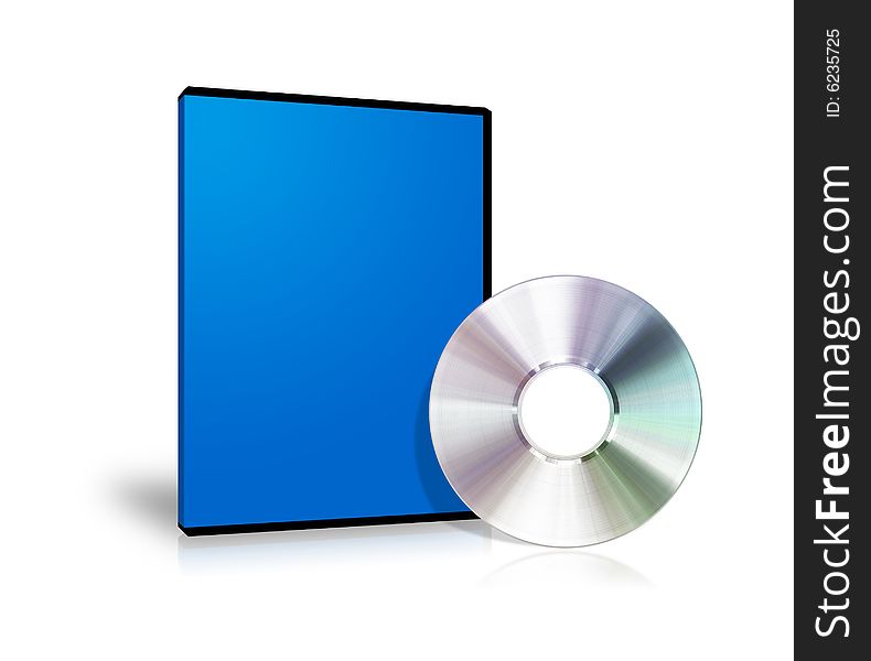 High quality raster illustration of an optical disk and case