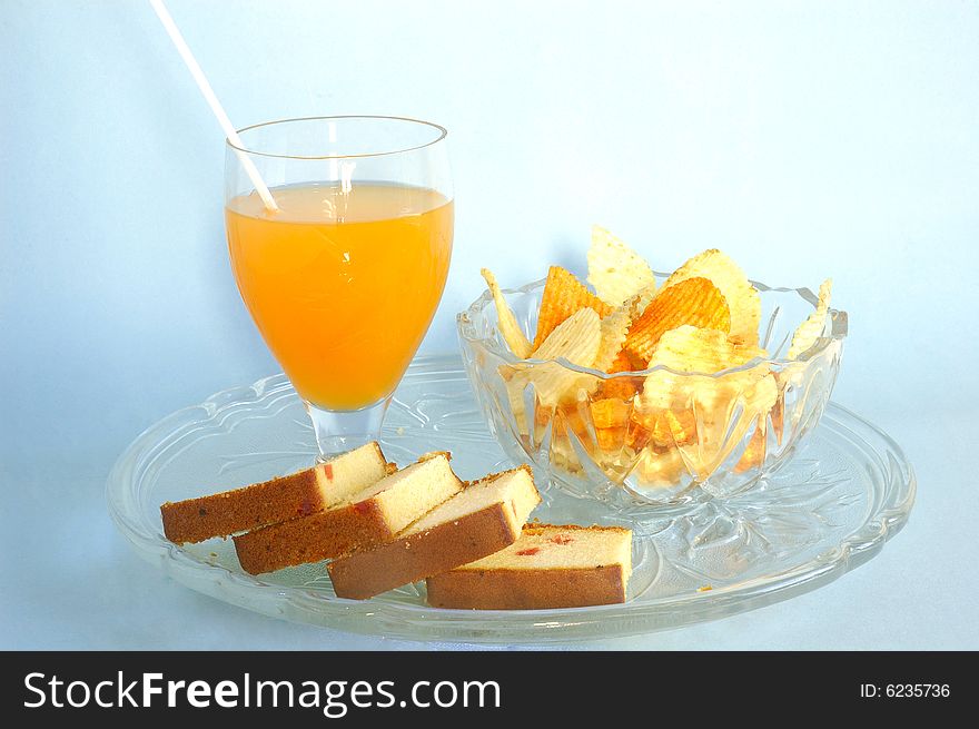 Still life with fruits & Fruits juice,cake.