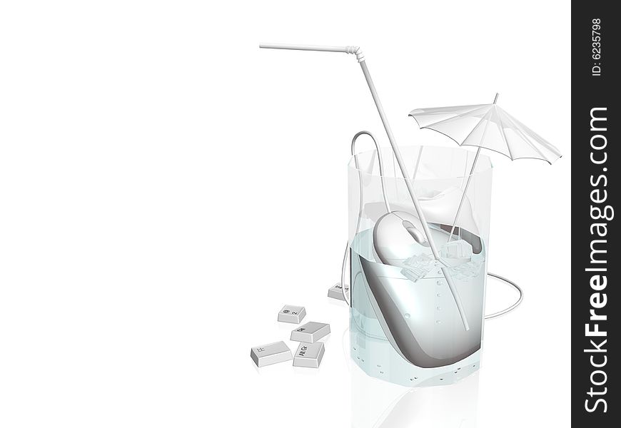 3d model cocktail with mouse and keys