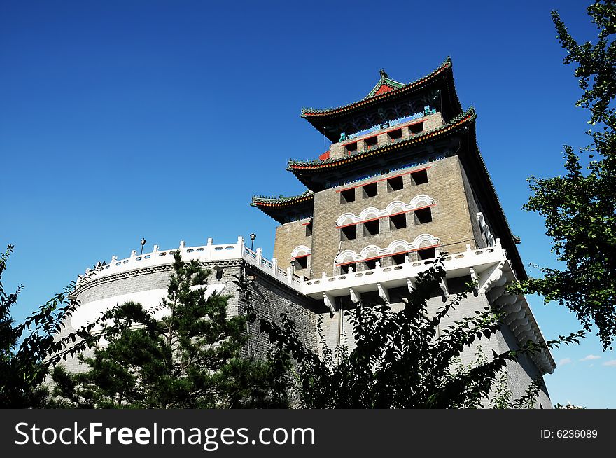 Chiese style building under blue sky. Chiese style building under blue sky