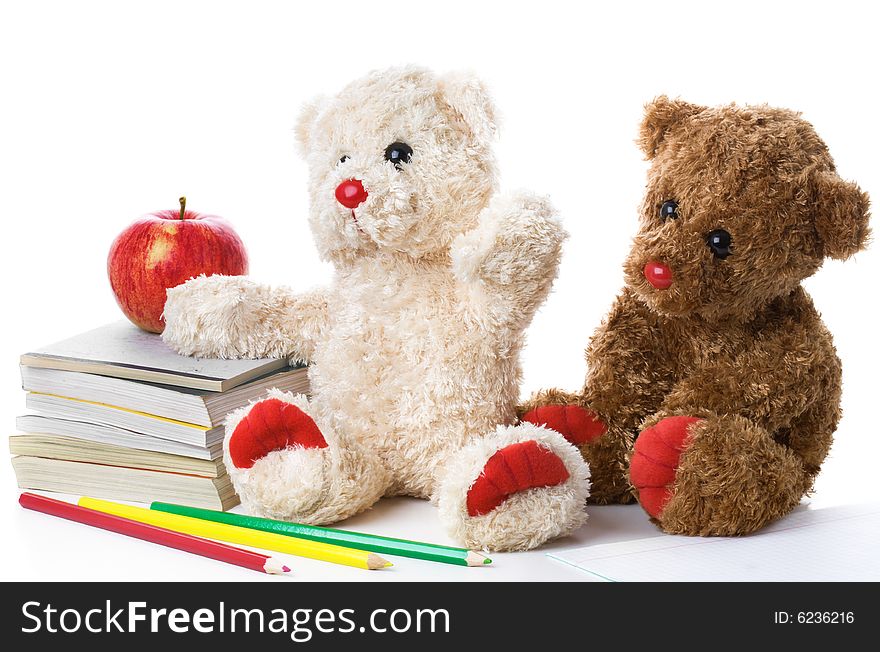 Two Toy Bears At School