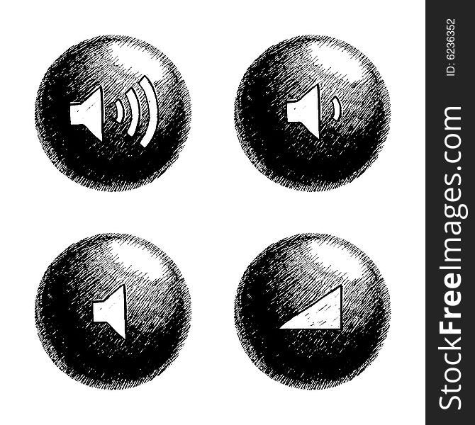 Sketchy style buttons for multimedia interface. Sketchy style buttons for multimedia interface.