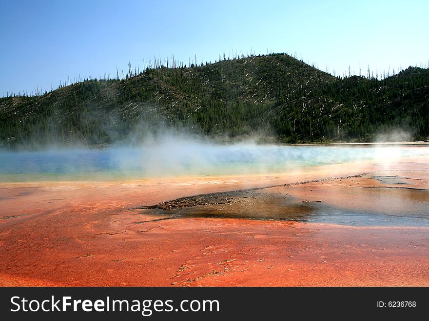 Hot springs and geysers in Yellowstone national Park