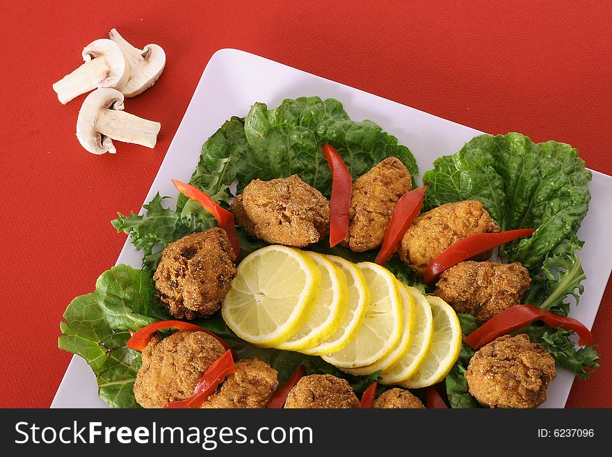 Shot of southern fried appetizer platter