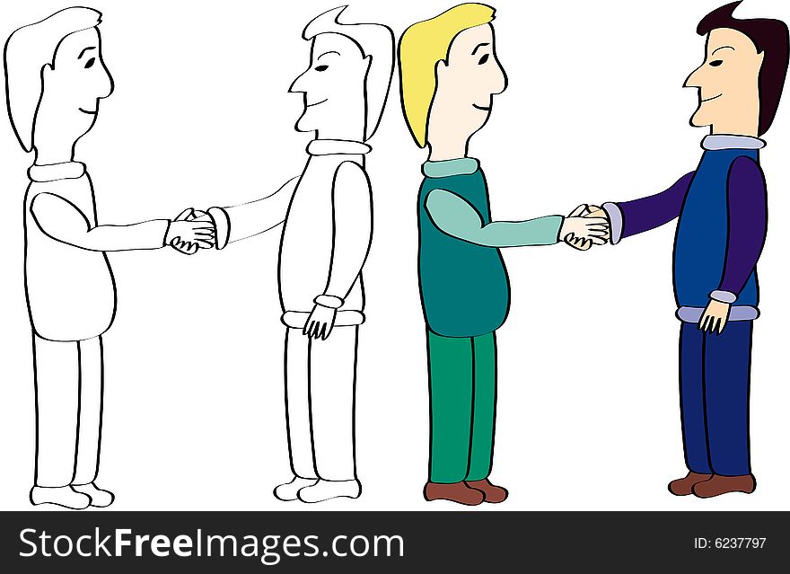 Business handshake of two person. Vector graphic.