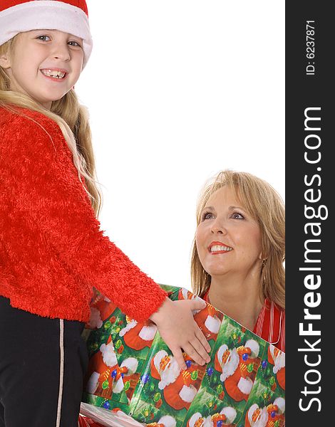 Little girl giving grandma a present