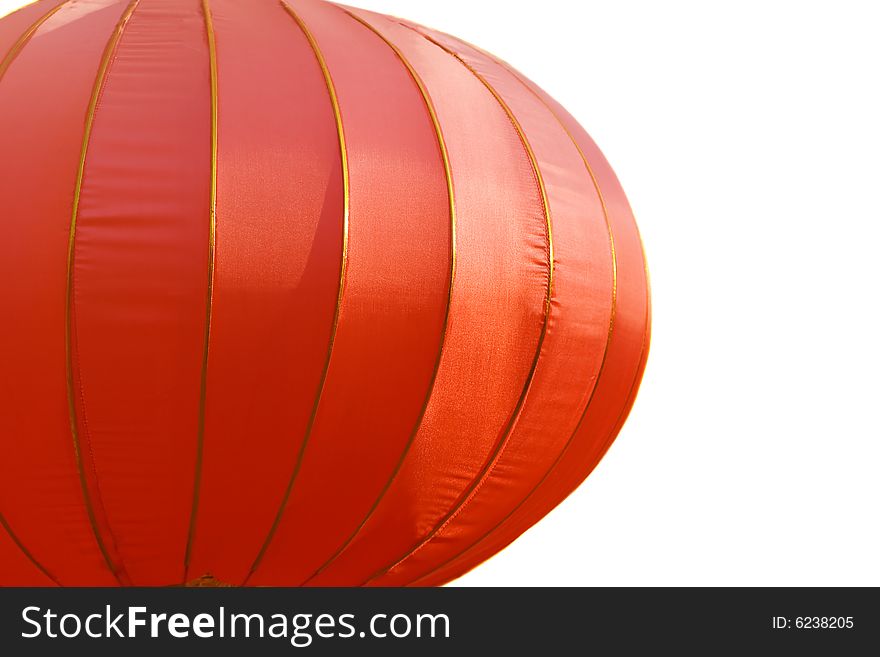 Red chinese lantern. Isolated on white.