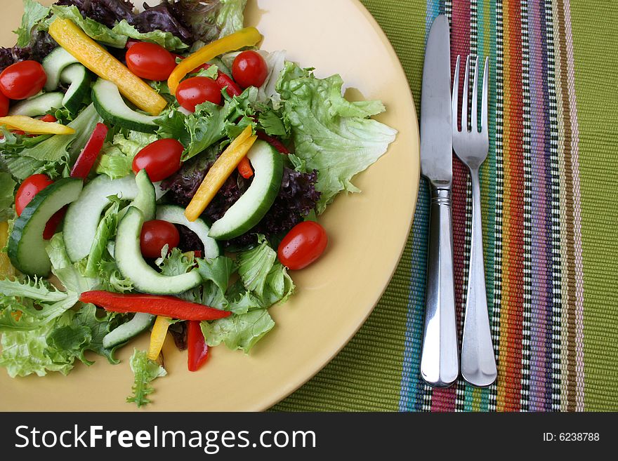 Fresh colorful salad with cherrie tamatoes and cucumber