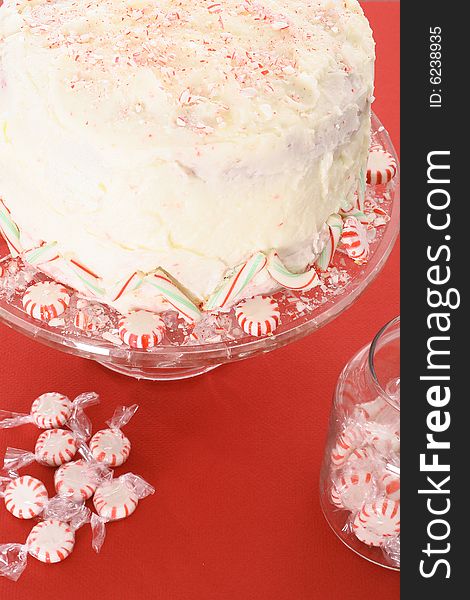 Shot of a peppermint candy cake