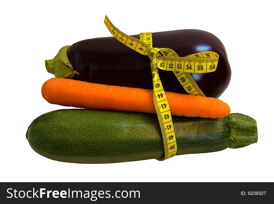 Vegetables, healthy food, measuring tape, diet. Vegetables, healthy food, measuring tape, diet