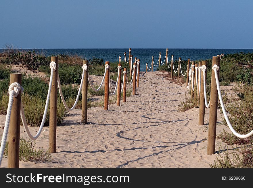 Las Marinas beach entrance in Denia,Alicante,Spain