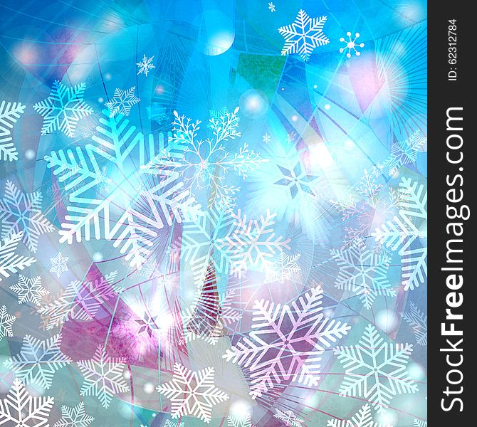 Winter watercolor background with snowflakes