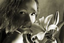 Beautiful Girl With Lilly Stock Photos