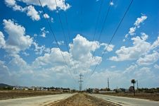 Electric Cable Towers Royalty Free Stock Image