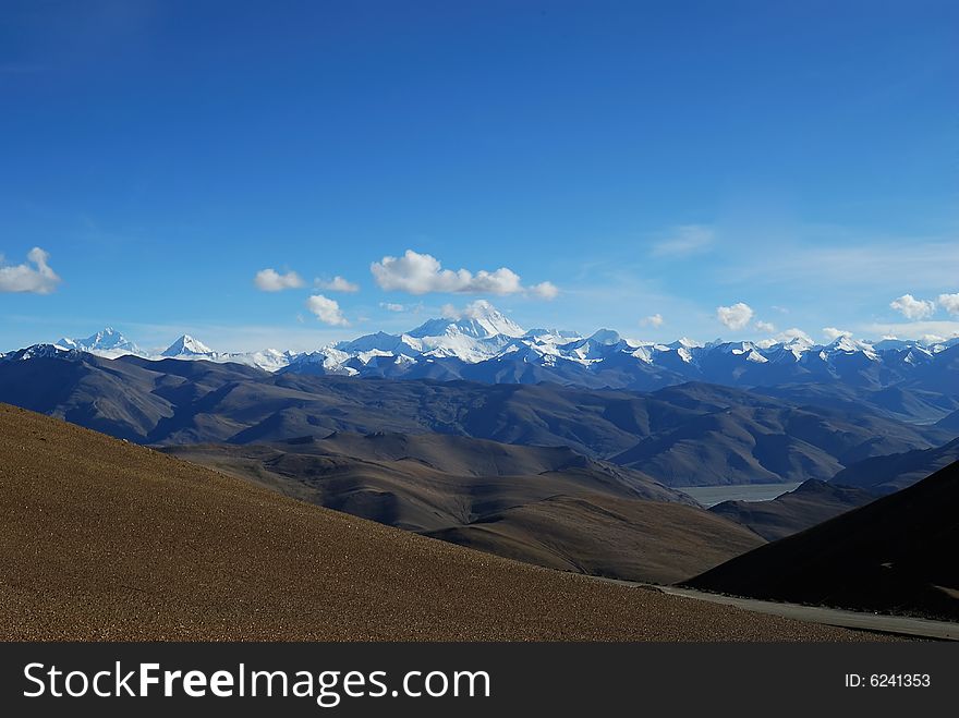 Sonw mountain landscape in tibet