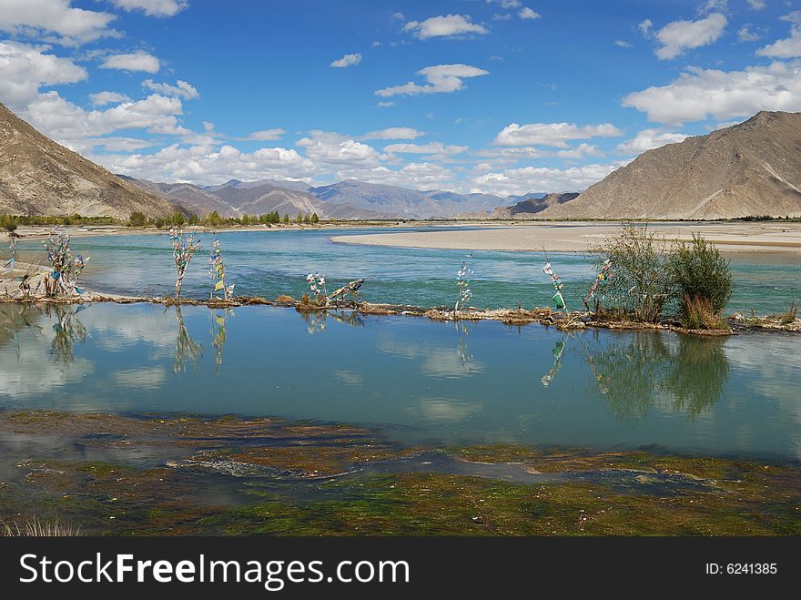 Tibet landscape with blue sky