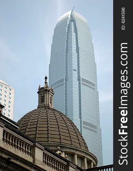 Hongkong, modern buildings in city center - Central district. Hongkong, modern buildings in city center - Central district.