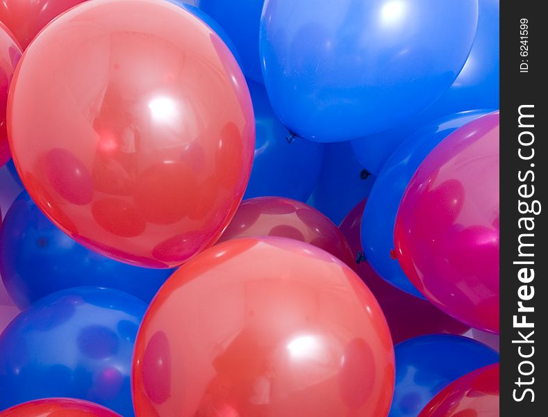 Many red and blue balloons background