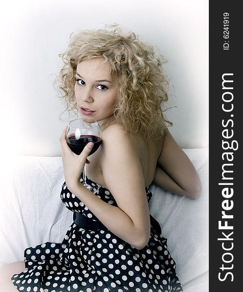 The pretty girl with wine glass photo. The pretty girl with wine glass photo