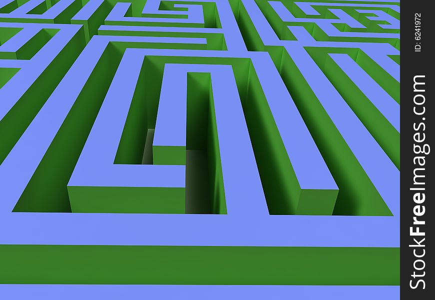 3D labyrinth in blue and green