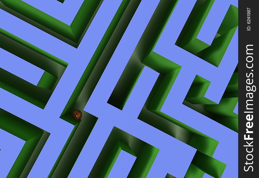 3D labyrinth with a red ball