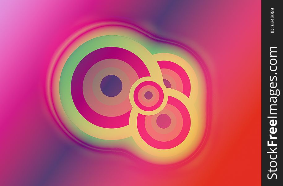 Circles of various shapes against a colorful background