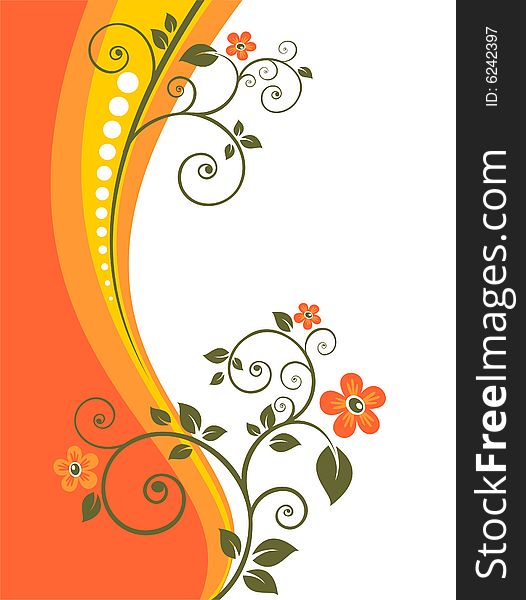 Abstract flowers pattern on an orange background. Abstract flowers pattern on an orange background.