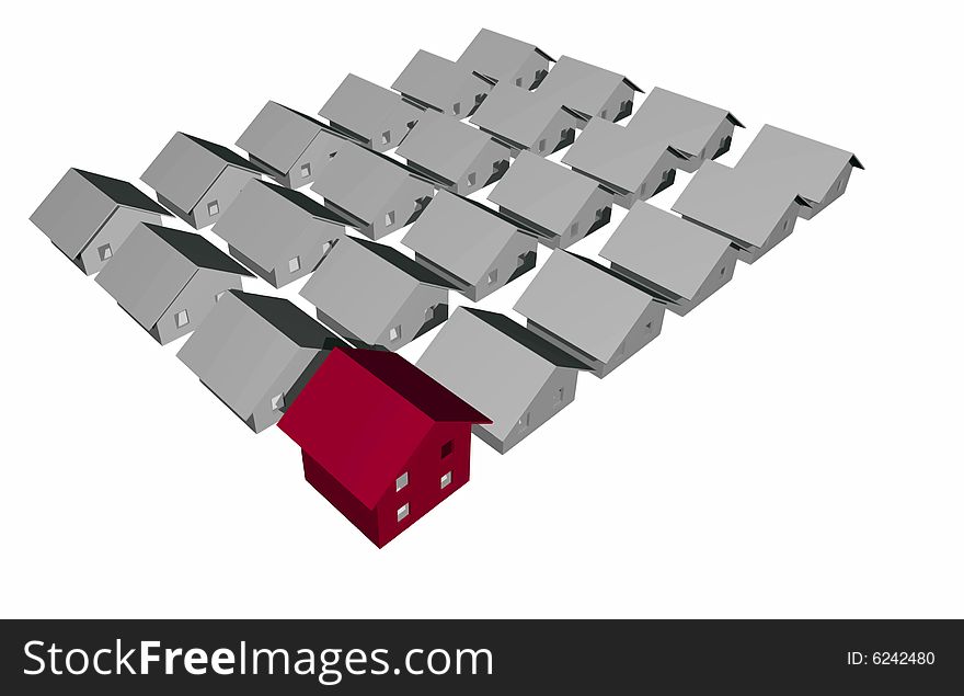 3D render of modern houses isolated over white