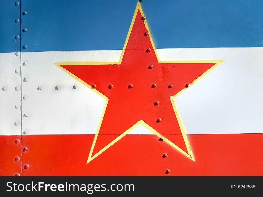 Yugoslav flag on the airplane tail, red star