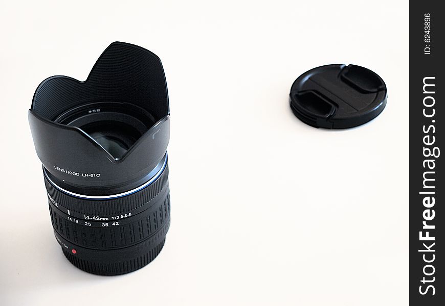 A reflex lens on white botton. A reflex lens on white botton