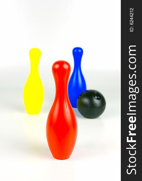 Ten pin bowling pins isolated against a white background