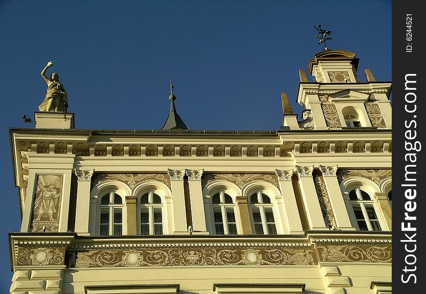 Historic building facade in the center of cracow poland. Historic building facade in the center of cracow poland