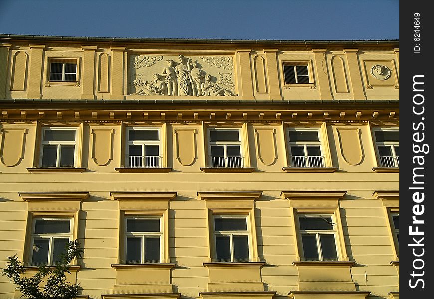 Historic building facade in the center of cracow poland. Historic building facade in the center of cracow poland