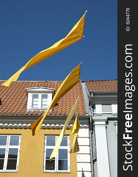 Waving flags at Medieval Festival, Horsens, Denmark