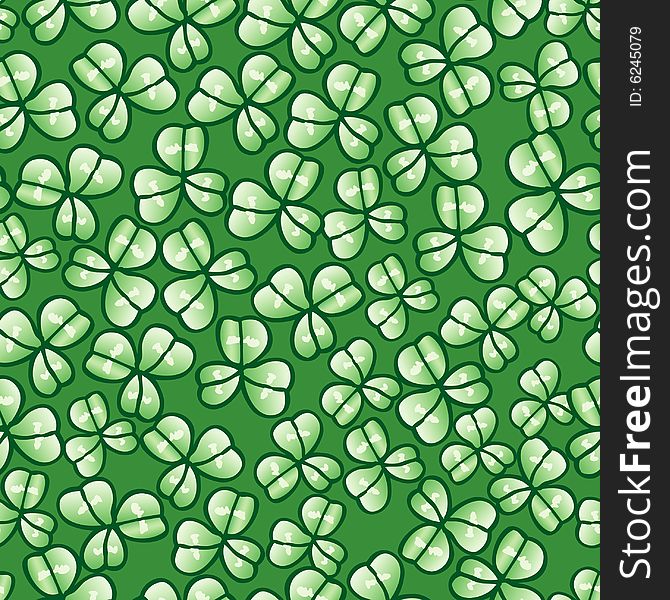Vector seamless repeating wallpaper with shamrock leaves. Vector seamless repeating wallpaper with shamrock leaves