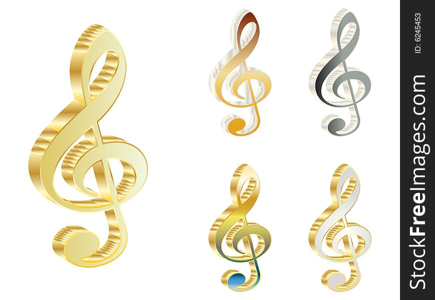 3d treble clef vector illustration