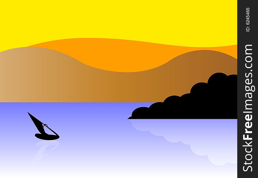 Boat on the sea- vector illustration. Boat on the sea- vector illustration
