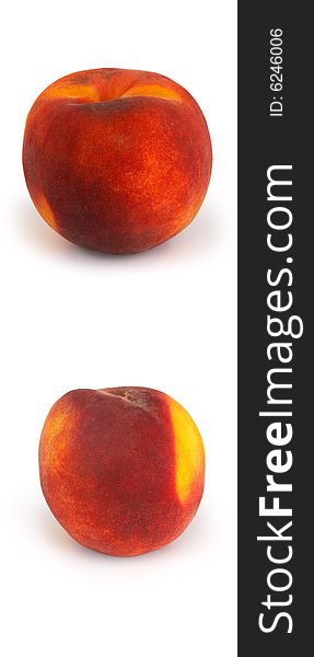 Peachs on a white: two shots in one pic isolated with clipping path. Peachs on a white: two shots in one pic isolated with clipping path