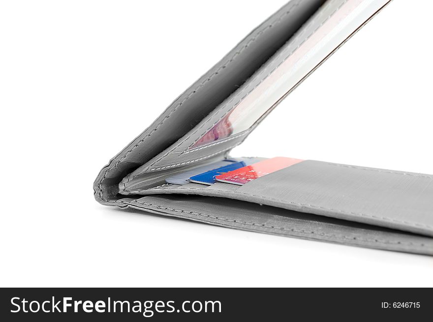 Stylish Grey Wallet With Credit Cards