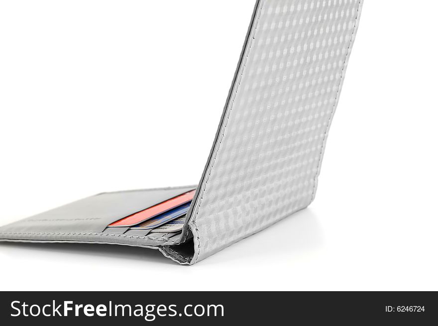 Thin grey wallet with credit cards