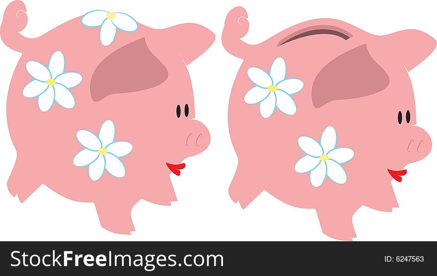 Stylized piggy bank. vector illustrations