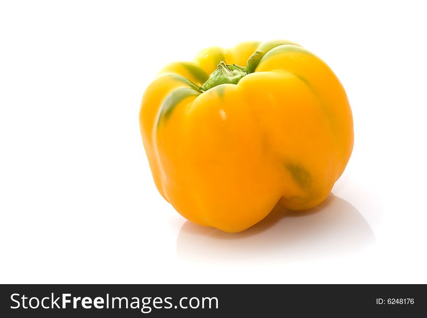 Yellow pepper on white background