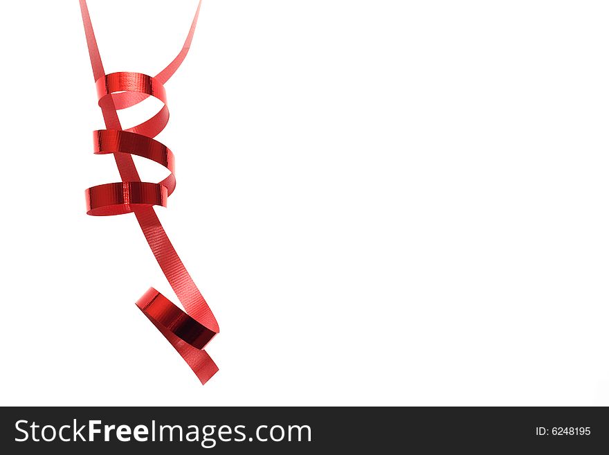 Beautiful red ribbon white background